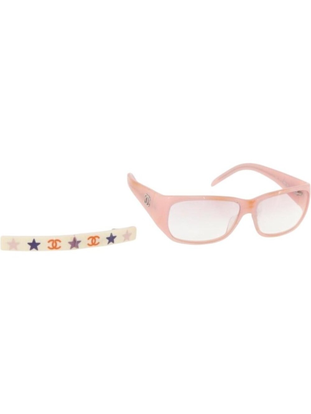 CHANEL Sunglasses metal 2 Set Pink White CC